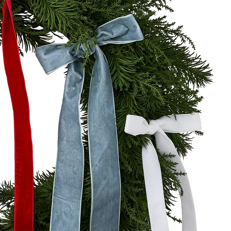 Greenery Christmas Wreath with Bows, Multicolor, 24", by Holiday Time | Walmart (US)