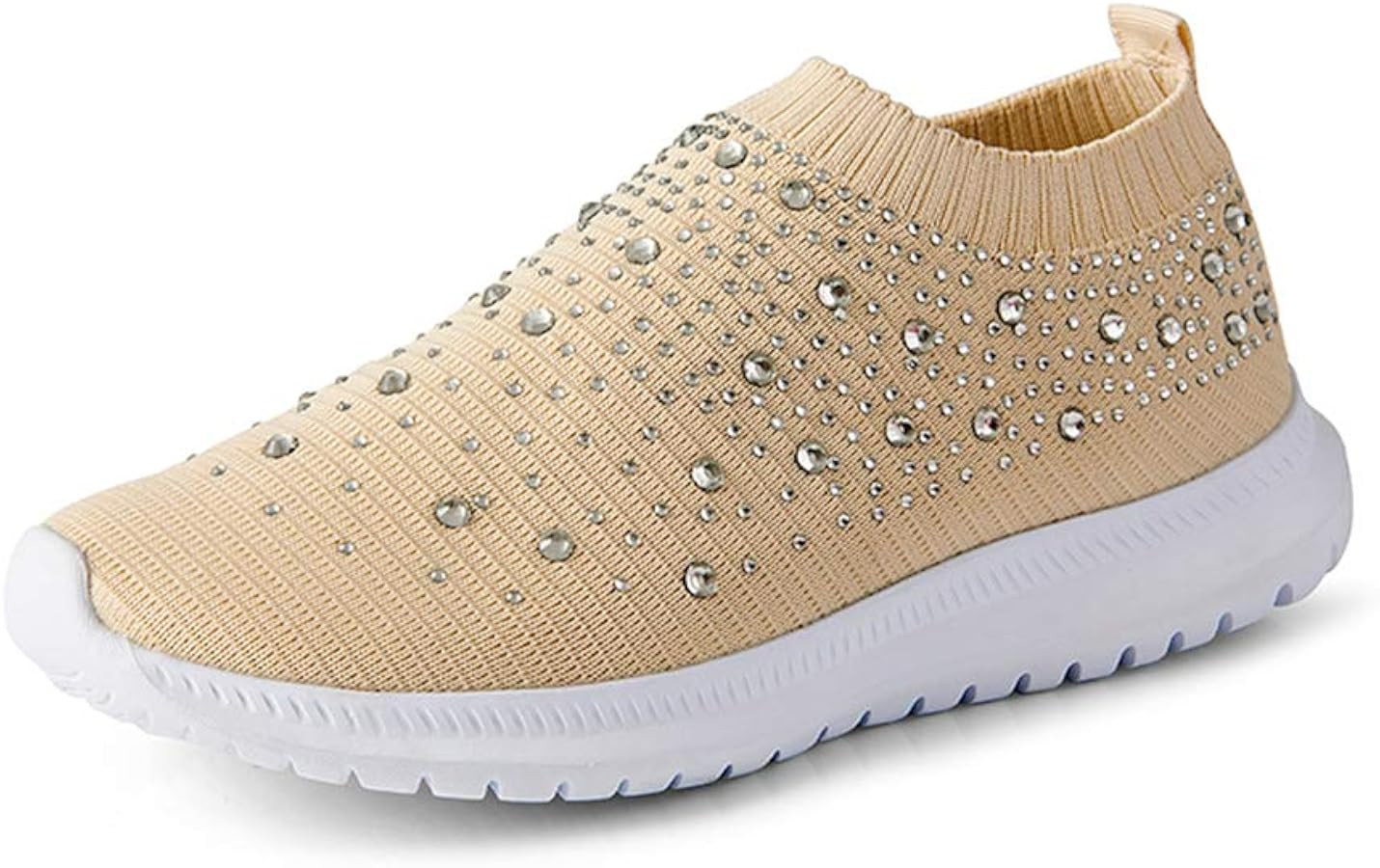 GOSPT Women's Mesh Sport Shoes Rhinestone Glitter Slip On Ballroom Jazz Latin Dance Sock Sneakers | Amazon (US)