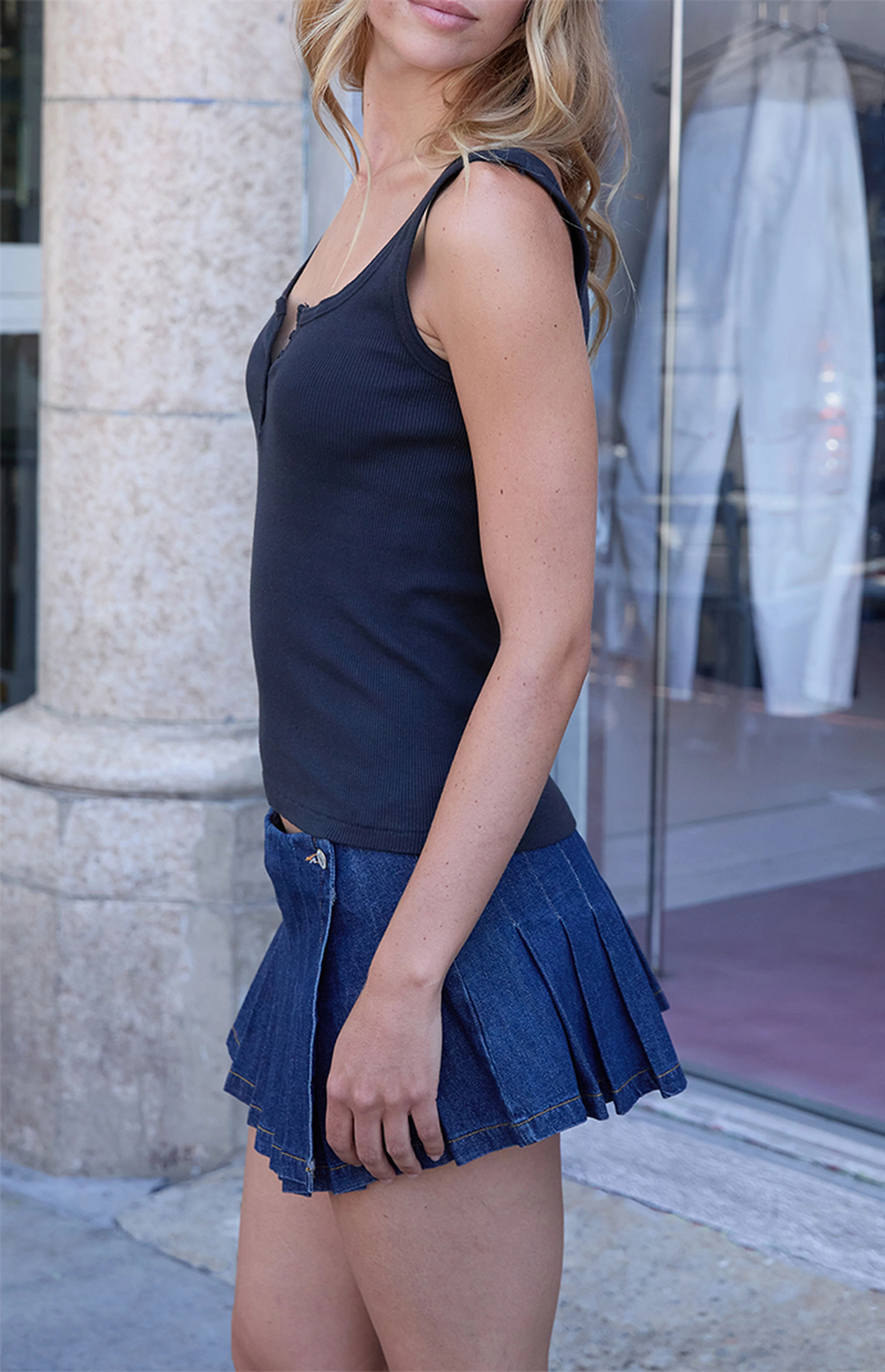 John Galt Black Ribbed Tank Top | PacSun