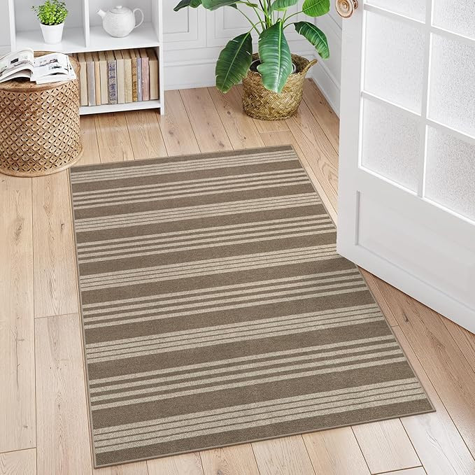 Lahome Striped Easy Jute Porch Rug, 3x5 Washable Rugs for Entryway Living Room, Farmhouse Nature ... | Amazon (US)