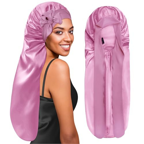 BONNET QUEEN Silk Bonnet for Sleeping Satin Bonnet with tie Band Hair Bonnet for Braids Extra Long Bonnet for Sleeping Silk Bonnet for Sleeping Satin Bonnet for Women Locs | Amazon (US)