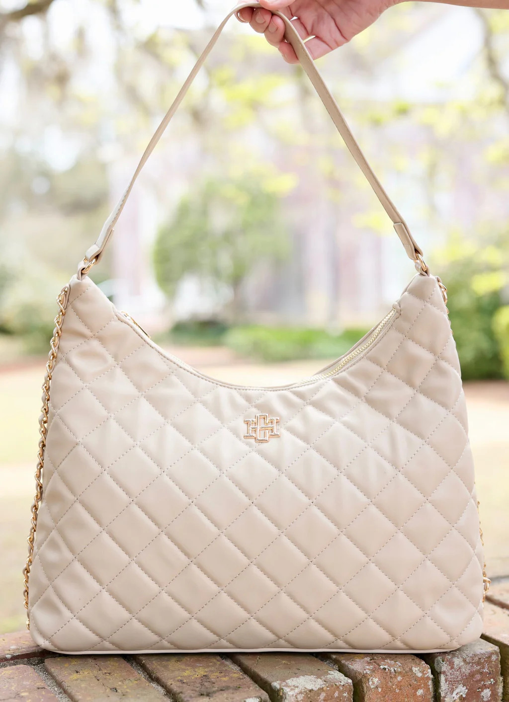 Maeve Quilted Tote TAUPE | Caroline Hill