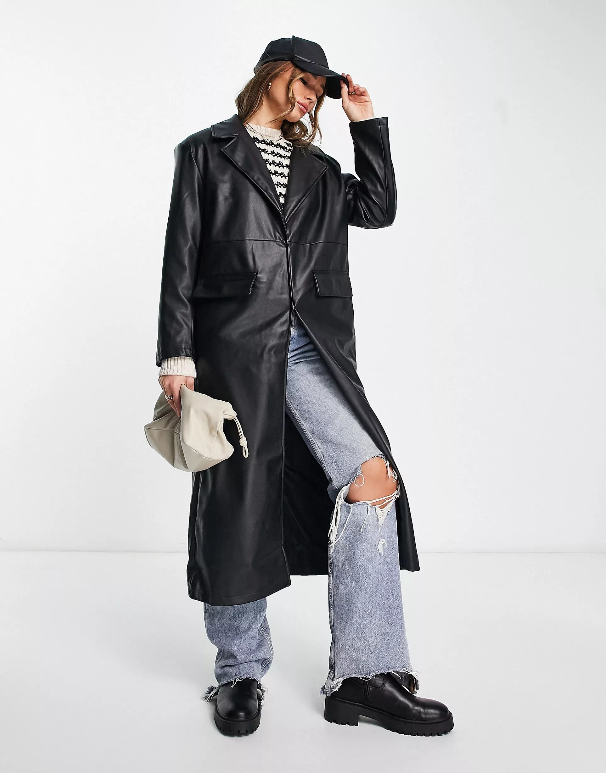 ASOS DESIGN - Trench-coat en imitation cuir - Noir | ASOS (Global)