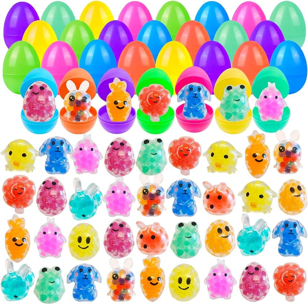 48 Pack Prefilled Easter Eggs with Squishy Toys Inside Bright Colorful Easter Eggs Filled with Ea... | Amazon (US)