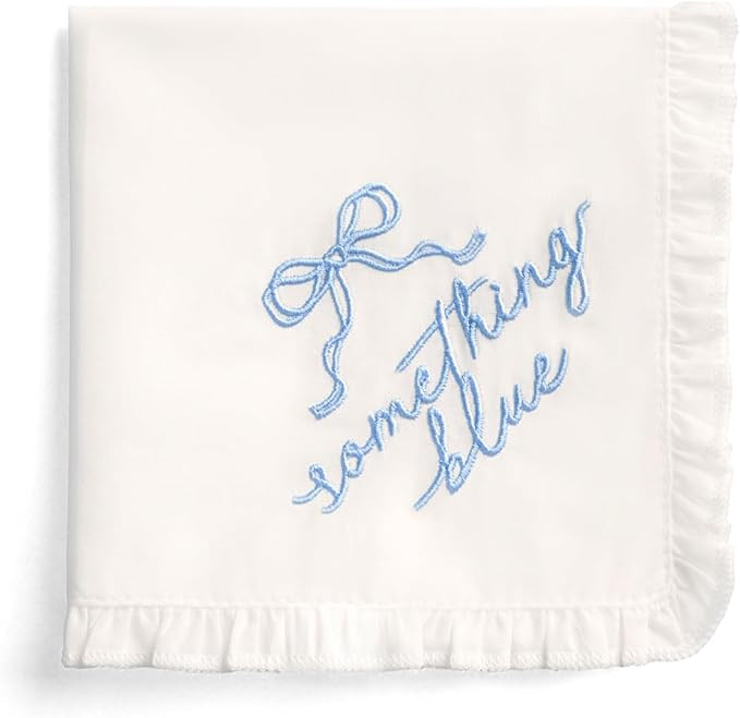 xo, Fetti Something Blue Embroidered Handkerchief | 10"x10" | White Wedding Accessory, Bridesmaid... | Amazon (US)
