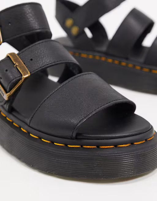 Dr Martens Gryphon leather chunky sandals with gold hardware in black | ASOS (Global)