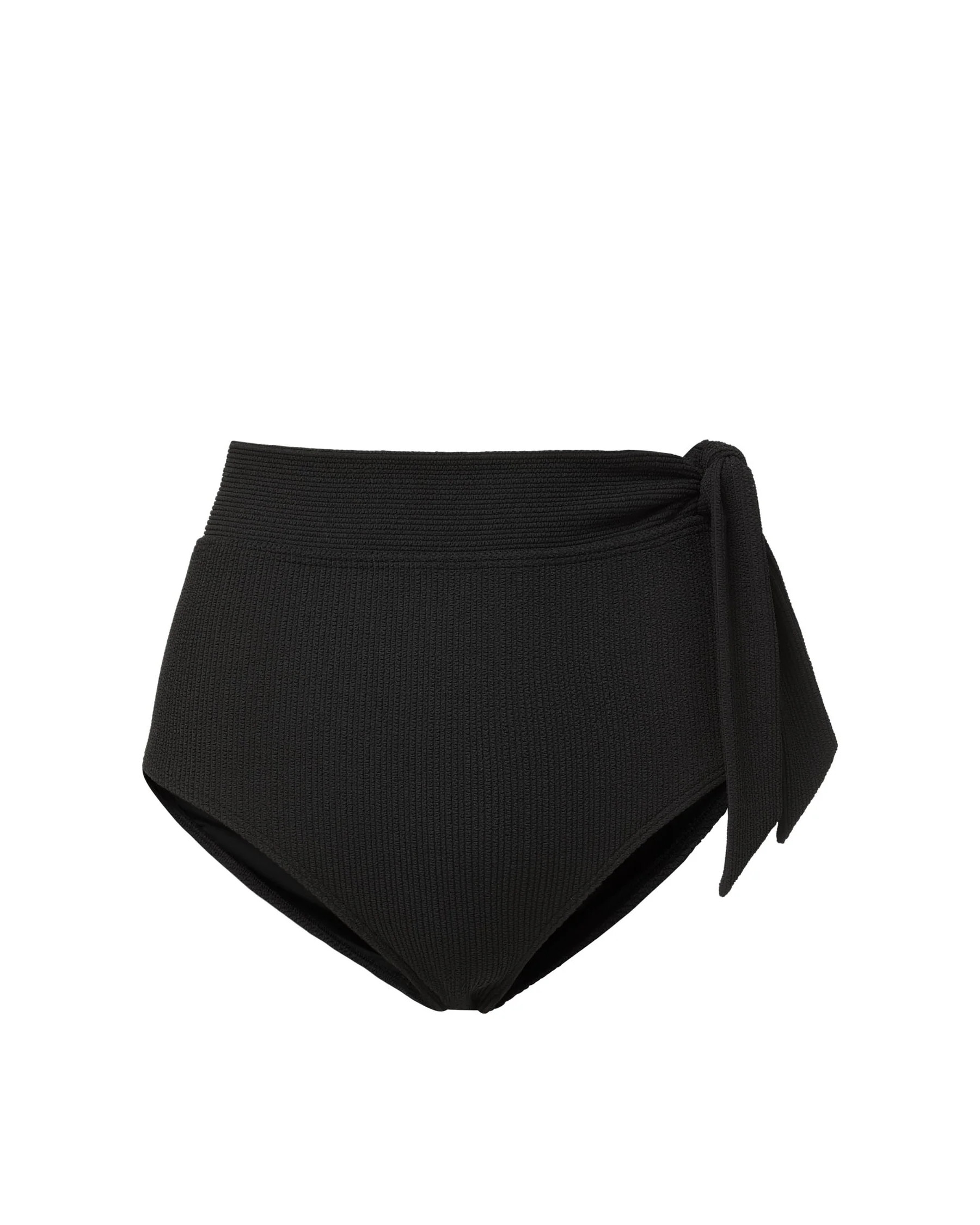 Side Tie High Waist Bottom In Black Texture | Change of Scenery