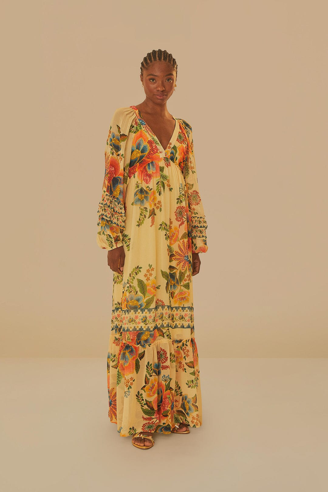 Sand Delicate Garden Maxi Dress | FarmRio (US)