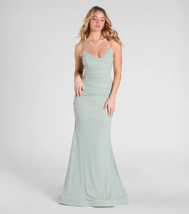 Leslie Lace-Up Mermaid Glitter Formal Dress | Windsor Stores