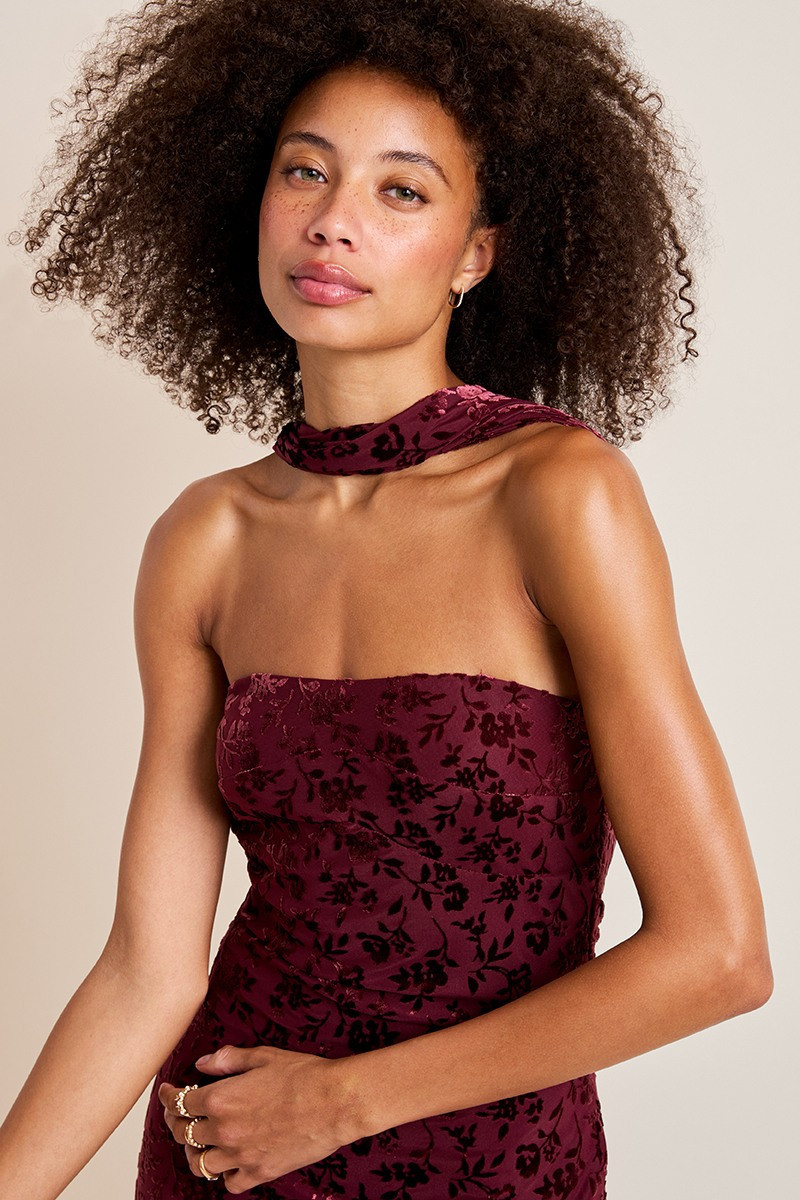 Kendall Strapless Scarf Maxi Dress | Francesca's