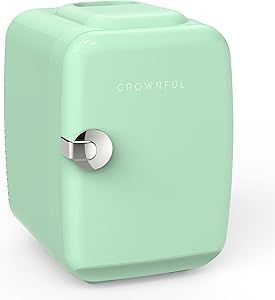 CROWNFUL Mini Fridge, 4 Liter/6 Can Portable Cooler and Warmer Personal Refrigerator for Skin Car... | Amazon (US)