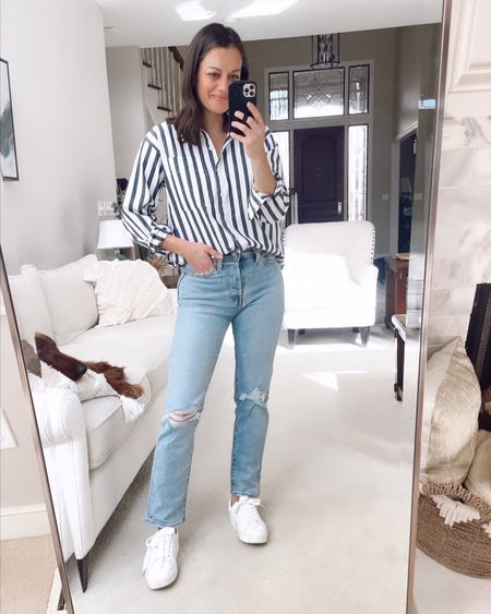 Target button down (runs big - I sized down to an xs), Levi’s straight leg jeans (runs true to size to small), white sneakers (Tts)

Spring outfit, casual outfit, Target spring, new arrivals



#LTKunder50 #LTKstyletip #LTKSeasonal