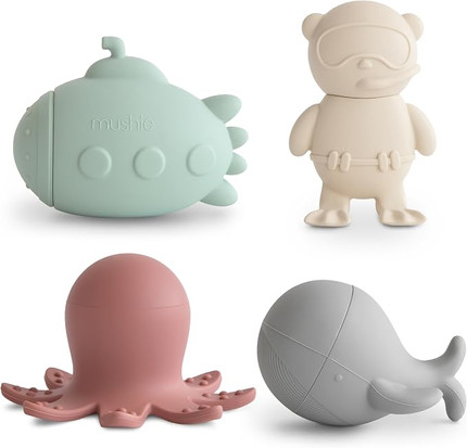 Click for more info about mushie Sealife Bath Play Set 4 Pack | Mold Free