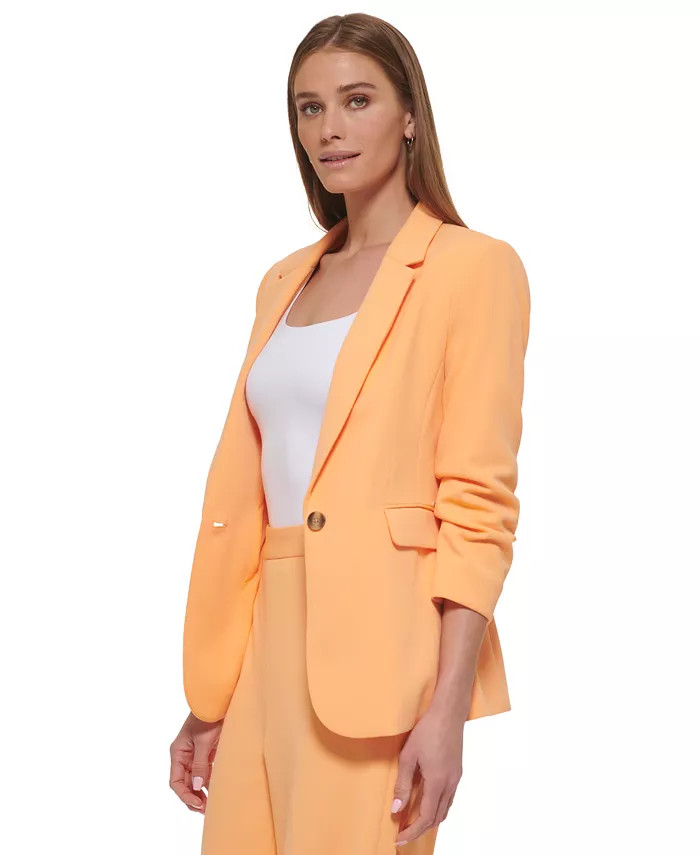 Women's Ruched-Sleeve One-Button Blazer | Macys (US)