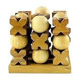 NOVICA 275090 Light Brown Hand Made Rain Tree Wood Tic Tac Toe Game, '3D' | Amazon (US)