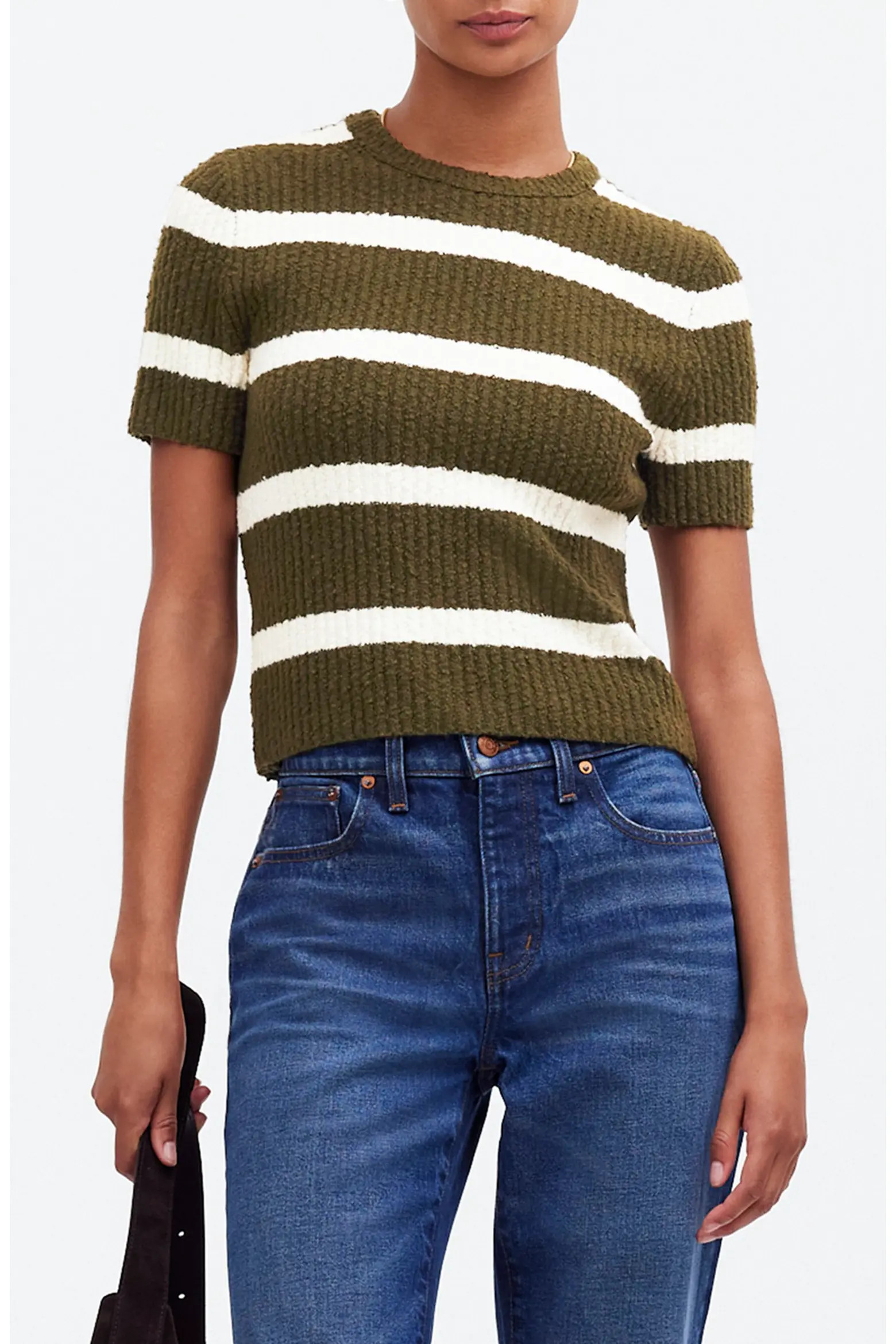 Madewell Stripe Bouclé Knit Crewneck Sweater Top (Women) | Nordstromrack | Nordstrom Rack