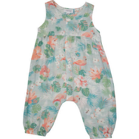 Floral Flamingos Snap Front Romper | Maisonette