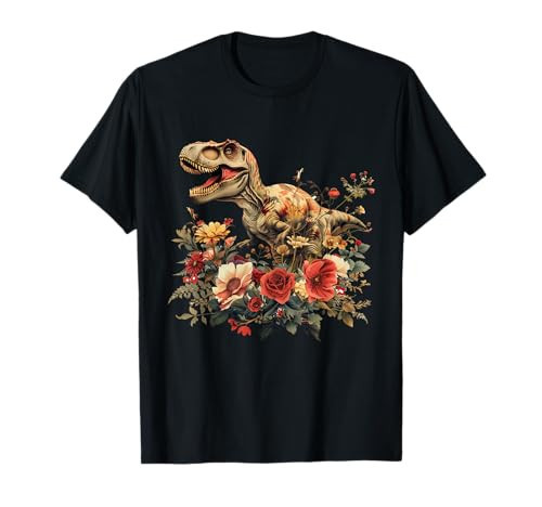 Trex Dinosaur Dino Floral Flower T-Shirt | Amazon (US)