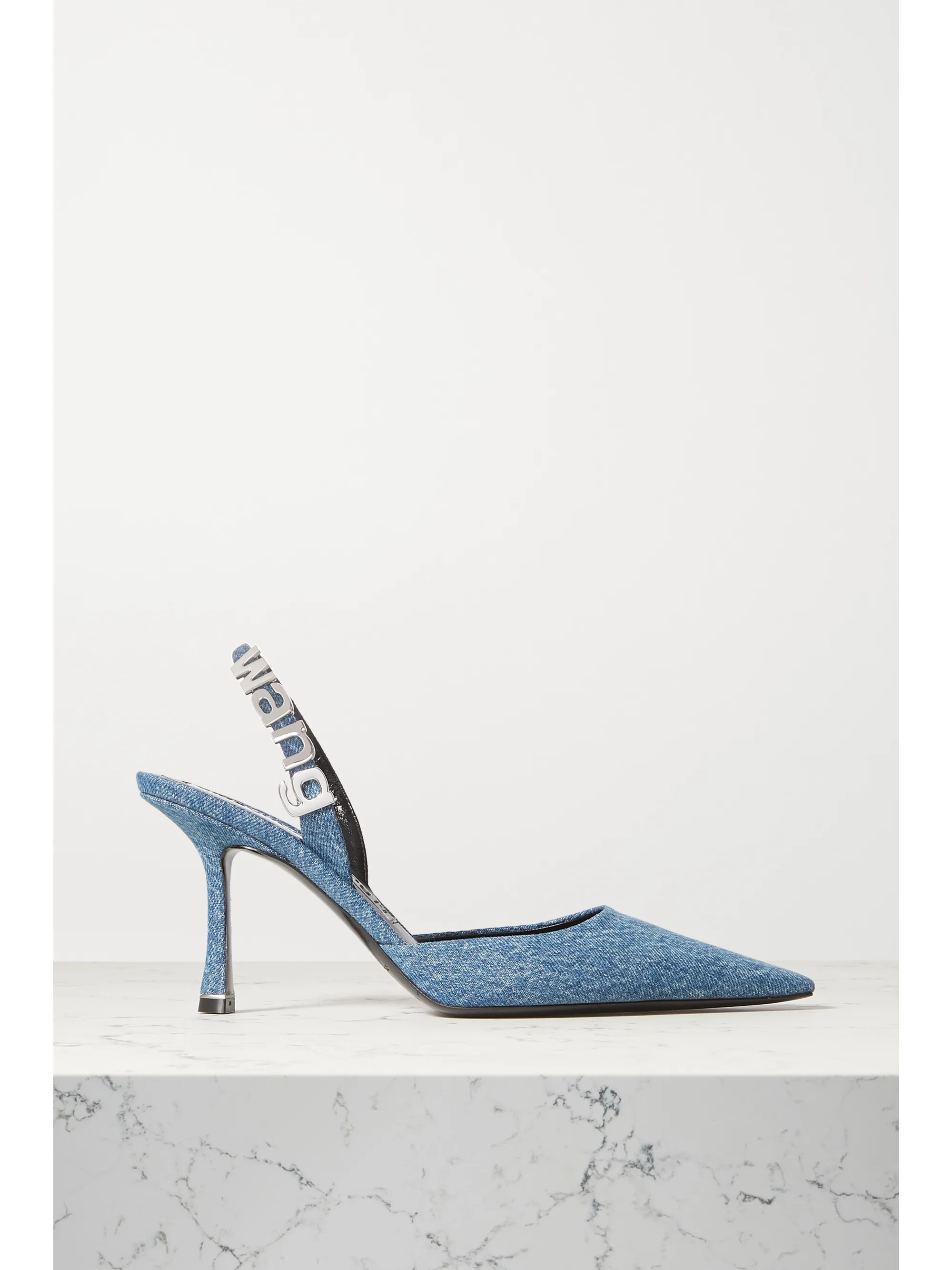 Grace logo-embellished denim slingback pumps | NET-A-PORTER (US)