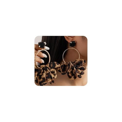 Chunky Leopard Dangle Drop Earrings for Women Boho Statement Leopard Print 80/90s Earrings Fashion Accessories (Brown) | Amazon (US)