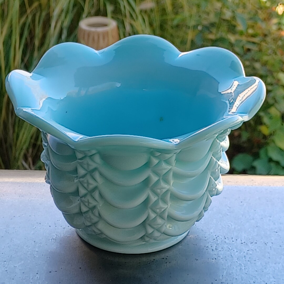 1950’s Fostoria Aqua Blue Milk Glass Diamond Swag Lincoln Drape Bowl 3.5”x 5.5" Mint Conditio... | Etsy (US)
