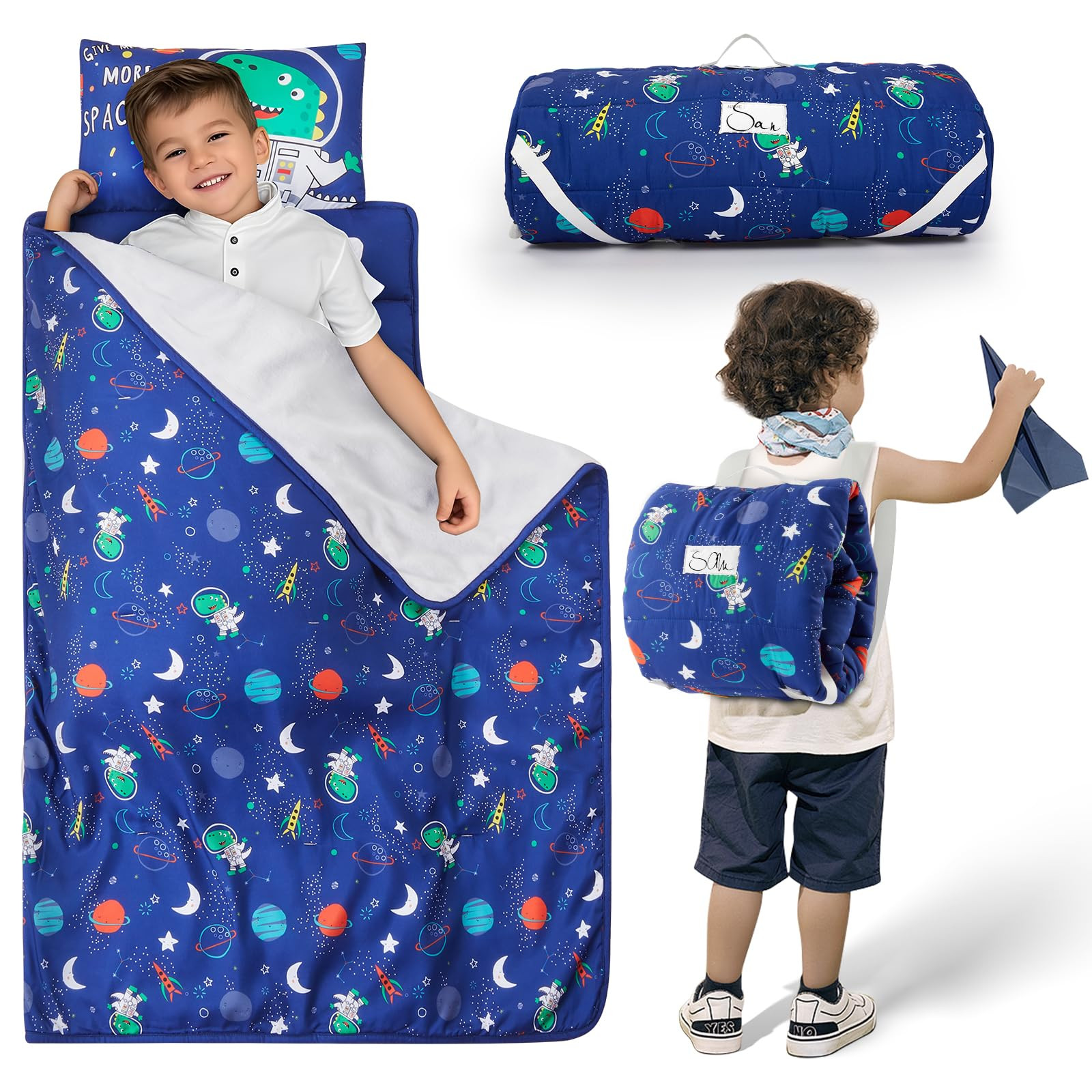 Toddler Nap Mat with Pillow and Blanket, Soft Sleeping Bag for Kids Boys and Girls, Slumber Bags ... | Amazon (US)