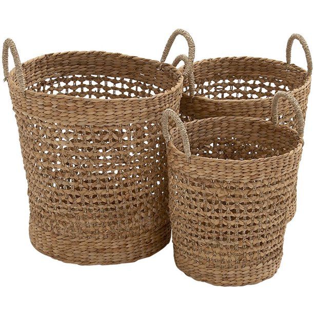 Decmode - Large Handmade Bucket Seagrass Baskets with Handles, Set of 3: 21", 18", 16" | Walmart (US)