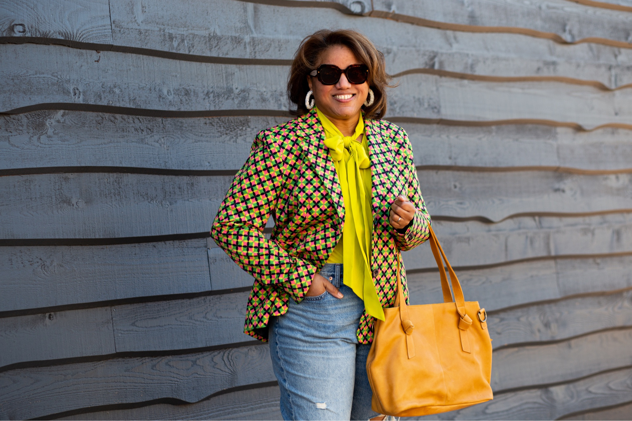 This blazer, this print!!!  I love that the blazer can be worn with distressed denim for a dressed down look or that it can be paired with the matching pants for a dressed up elevated look. This pattern is stunning!  The blazer and the matching pants fit TTS. 

Code REALLYRYNETTA15 gets 15% off my tote or anything else on the Able website all year! My tote is #gifted  

workwear, date night outfit, casual outfit, blazer, work tote 

#LTKcurves #LTKstyletip #LTKworkwear