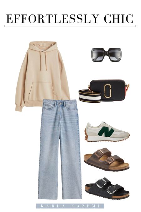 CUTEST fall outfit🤩 perfect for running errands or for school drop off🙌🏼 Comfy and Chic Outfit Inspo. H&M. Nordstrom. Birkenstock. New Balance Runners. Marc Jacobs Snapshot Bag. Gucci Sunglasses. Dupes. 

#LTKcurves #LTKunder100 #LTKstyletip