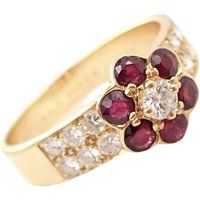 Authentic Van Cleef & Arpels 18K Yellow Gold Ruby Diamond Fleurette Ring Sz 8 | Etsy (US)