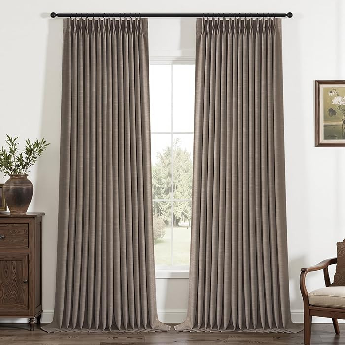 Topfinel 100% Blackout Pinch Pleated Curtains for Track System, 90 Inch Long Linen Blend Bedroom ... | Amazon (US)