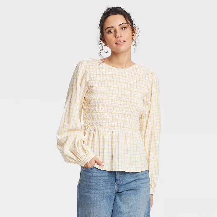 Women's Puff 3/4 Sleeve Smocked Blouse - Universal Thread™ | Target