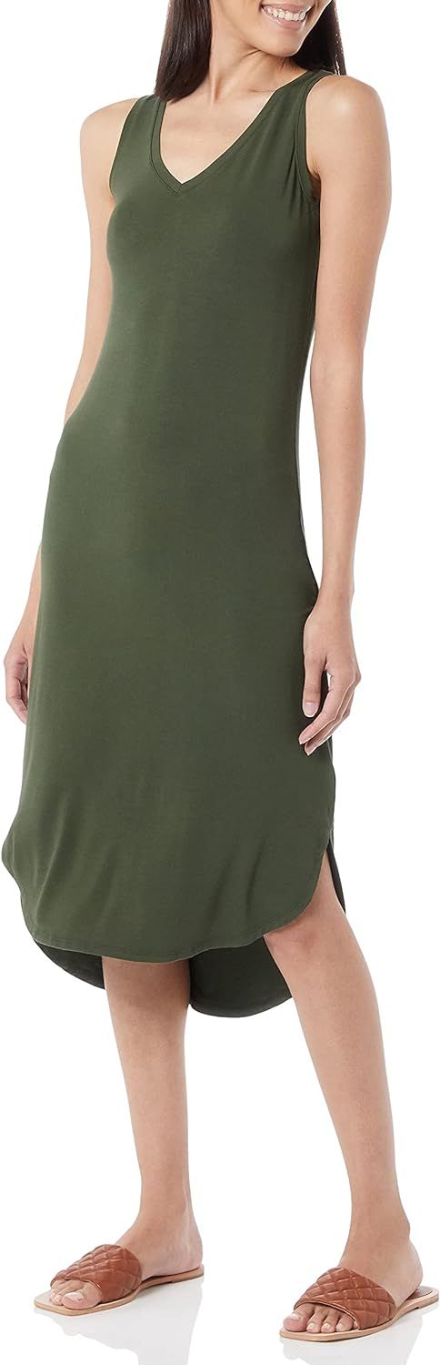 Daily Ritual Women's Jersey Sleeveless V-Neck Midi Dress | Amazon (US)