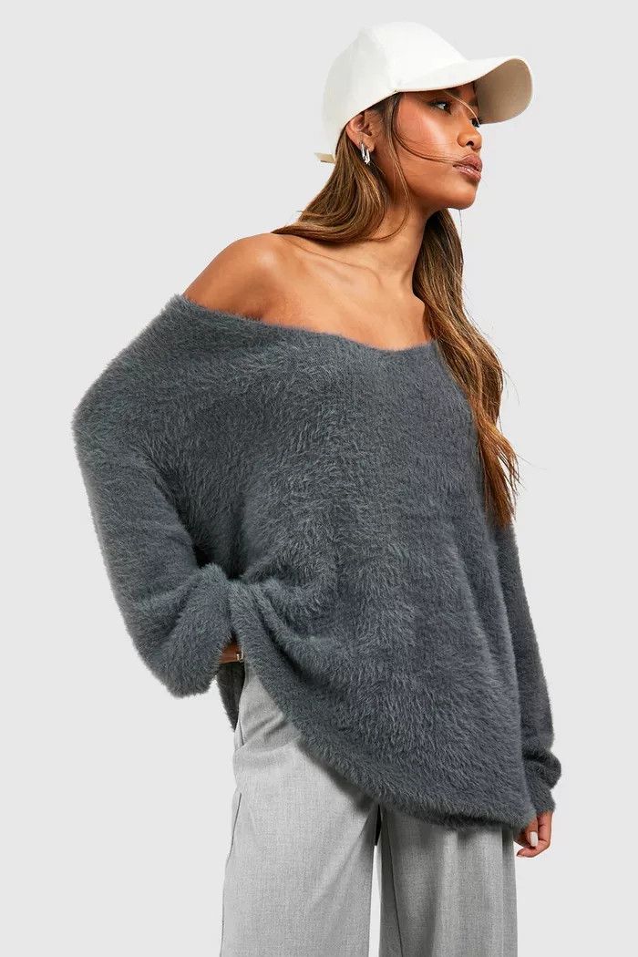Slouchy Fluffy Knit Jumper | Boohoo.com (UK & IE)
