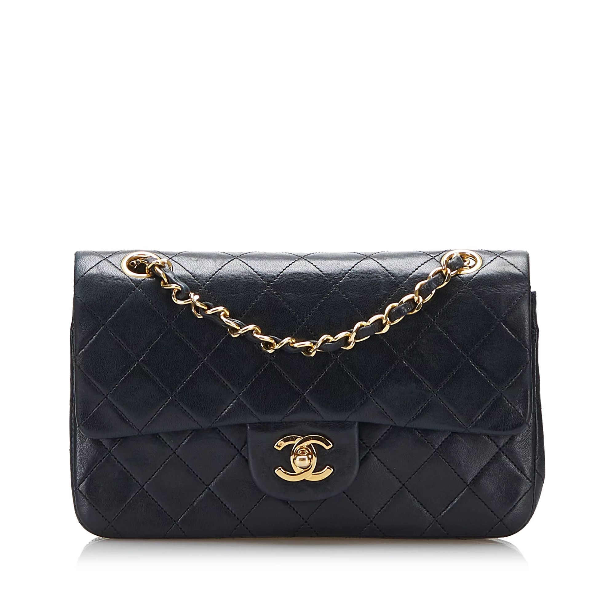 Pre-Owned Authenticated Chanel Classic Small Lambskin Double Flap Leather Black | Walmart (US)