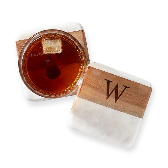 Wood and Marble Coasters, Set of 4 | Mark and Graham