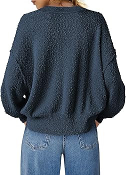 MEROKEETY Women's Oversized Open Front Cropped Cardigan Sweater Chunky Knit Long Sleeve Button Fa... | Amazon (US)