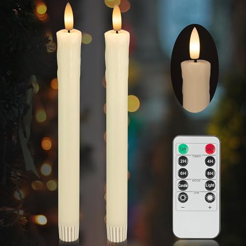 JOIONE Flameless Candles with Remote, 9.6" Ivory Battery Real Drpping Wax Battery Operated LED Electric Fake Candles for Christmas Party Wedding Decoration (2 Pack) | Amazon (US)