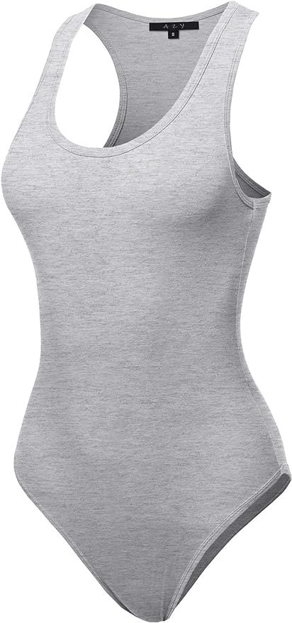 A2Y Women's Fashion Basic Premium Cotton Racerback Sleeveless Tank Body Suit | Amazon (US)