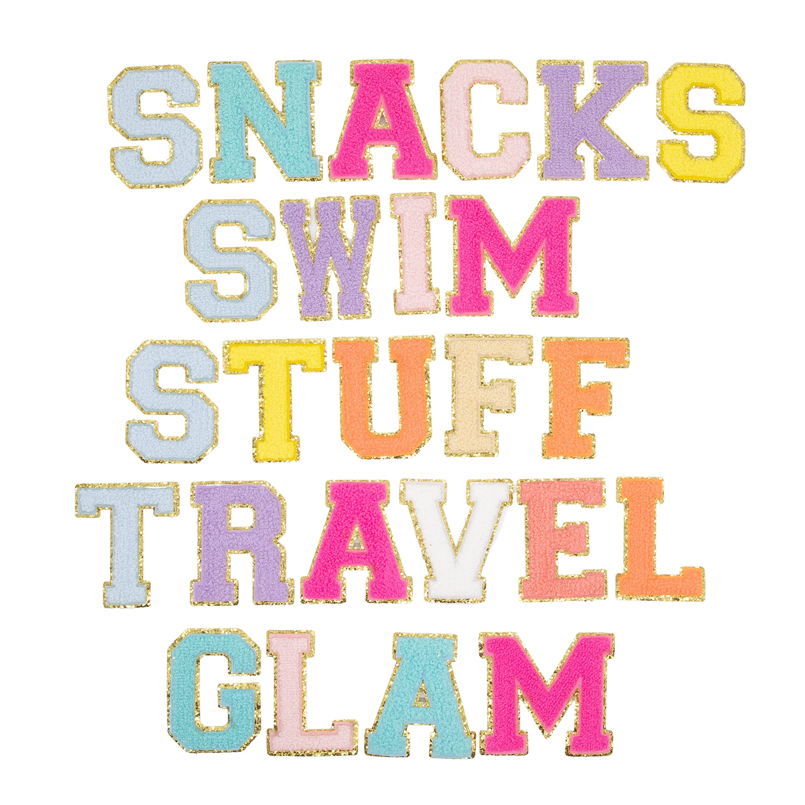 Phlox Collective Iron On Letters for Clothing, Sew Iron On Glitter Chenille Patches, Embroidered Gli | Amazon (US)