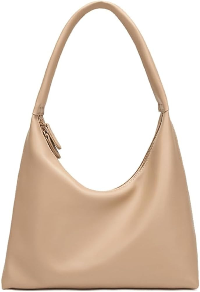 Soft Leather Shoulder Hobo Bag for Women, Double Zippers, Faux Leather | Amazon (US)