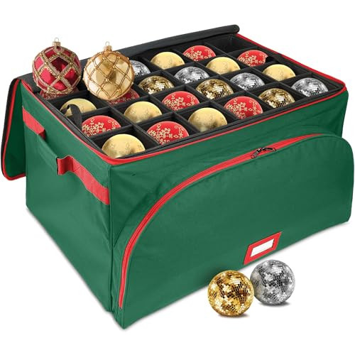 HOLDN’ STORAGE Premium Christmas Ornament Storage Container - Holds Up to 72-4” Ornaments Durable 600D Fabric - Adjustable Dividers - 3 Individual Trays - Metal Frame - Green | Amazon (US)