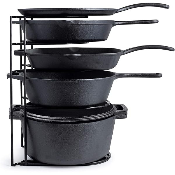 Heavy Duty Pan Organizer, 5 Tier Rack - Holds up to 50 LB - Holds Cast Iron Skillets, Griddles and S | Amazon (US)