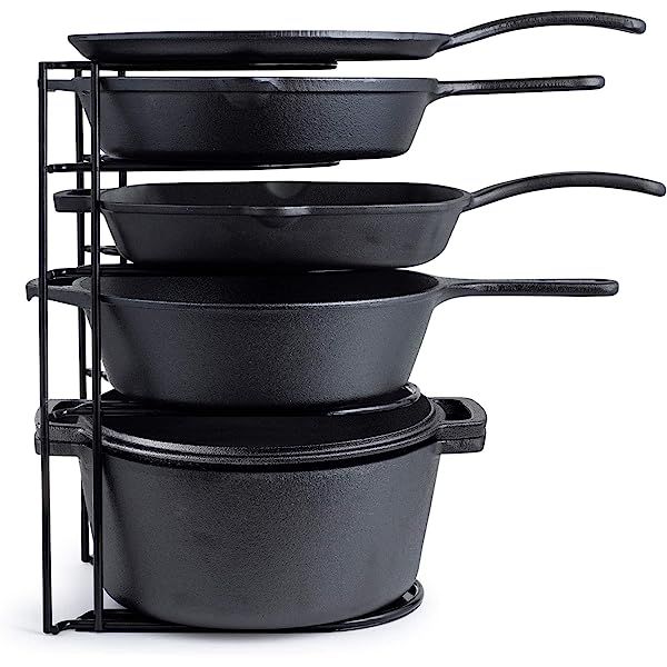 Heavy Duty Pan Organizer, 5 Tier Rack - Holds up to 50 LB - Holds Cast Iron Skillets, Griddles and S | Amazon (US)