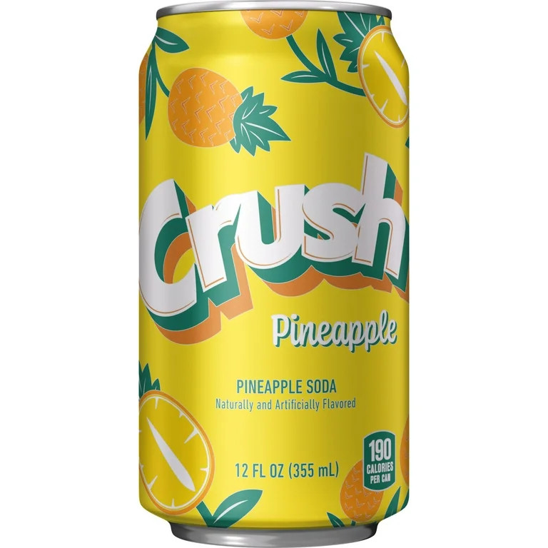 Crush Caffeine Free Pineapple Soda Pop, 12 fl oz, 12 Pack Cans | Walmart (US)