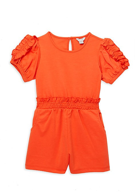 Habitual Girl Little Girl's Puff-Sleeve Romper - Orange - Size 4T | Saks Fifth Avenue