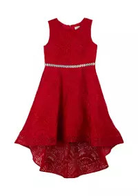 Counting Daisies Girls 7-16 Sleeveless Glitter Lace Dress with Hi Low Hem | Belk