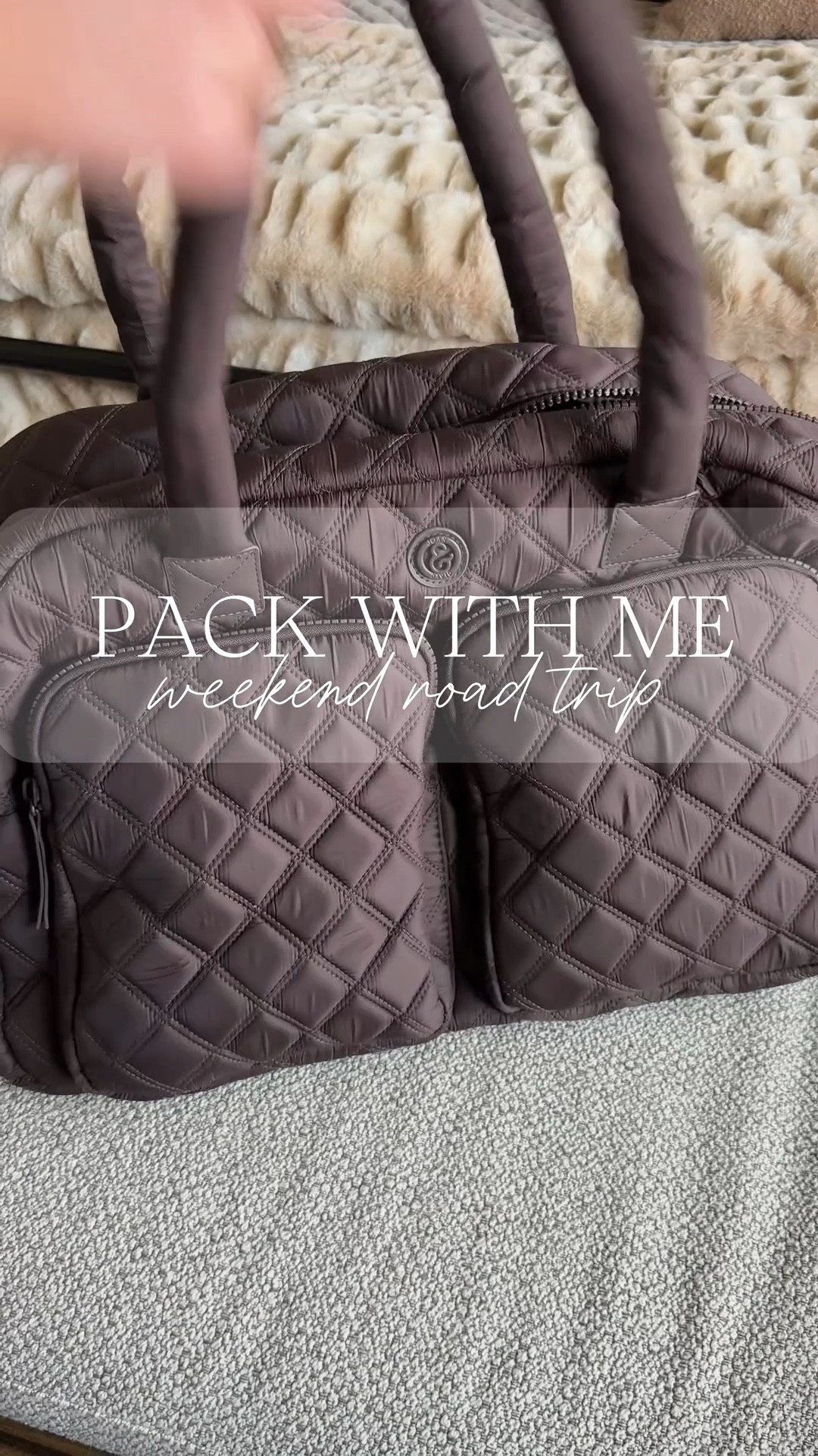 Come pack with me for my weekend road trip! 🚐🛣️ Packing all the essentials in my gorgeous brown quilted weekender bag! We’re headed out for a soccer tournament! Wish us luck! 

#LTKSaleAlert #LTKTravel #LTKmomlife