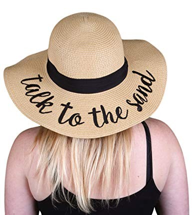 Funky Junque Women’s Bold Cursive Embroidered Adjustable Beach Floppy Sun Hat | Amazon (US)