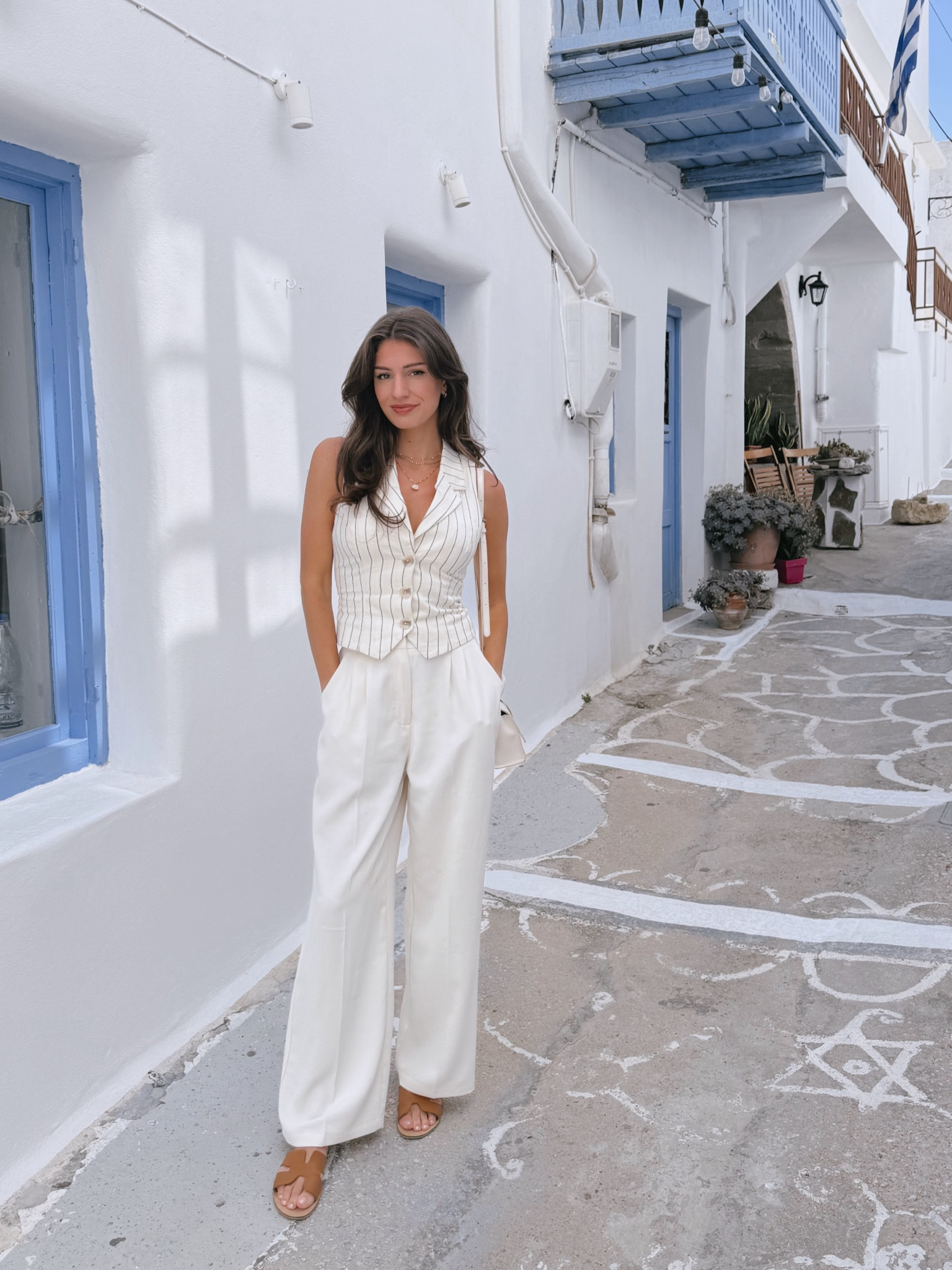 What I wore in the Greek islands // women’s wide leg trouser, women’s matching set, women’s pinstriped vest top, Steve Madden slides

#LTKStyleTip #LTKBeauty #LTKTravel